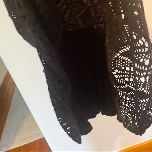 Free People Women's XS Extra Small Off Open Shoulder Black Crochet Lined Dress - Picture 3 of 5